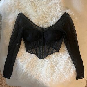 House of Harlow 1960 Black Long Sleeve Bustier top